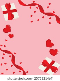 Valentine's Day Poster with cute heart and gift box