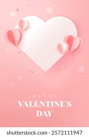 Valentine's Day poster design with hearts on a pink background