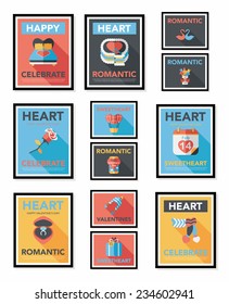 Valentines Day poster flat banner design flat background set, eps10