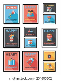 Valentines Day poster flat banner design flat background set, eps10