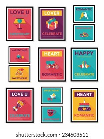 Valentines Day poster flat banner design flat background set, eps10