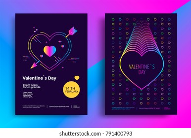 Valentines Day Poster Or Flyer Design With Vibrant Gradient Heart. Vector Illustration