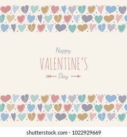 Valentine's Day - poster with hand drawn hearts. Vector.