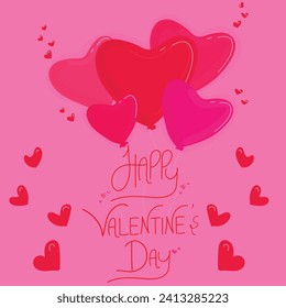 Valentine's Day Poster with Hearts 