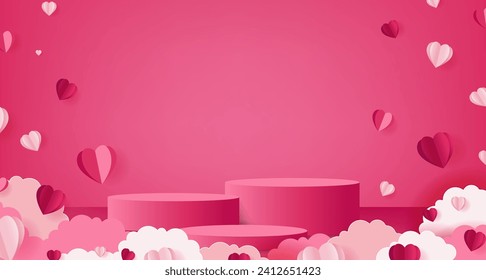 Valentines Day Poster With Hearts 
With Gradient Mesh, Vector Illustration