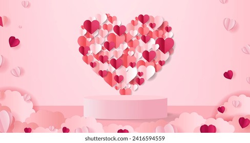 Valentinstag-Poster mit Hörnchen mit Farbverlauf-Mesh, Vektorgrafik