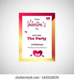 Valentine's Day Poster with a love romantic style gradient.  Template for Background , banner , greeting cards. Vector Illustration EPS 10