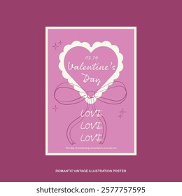 Valentine's Day Poster and PostCard Tempalte. Romantic Vintage Illustration. lovely holiday poster. SHOTLISTlove. graphic vector eps. 