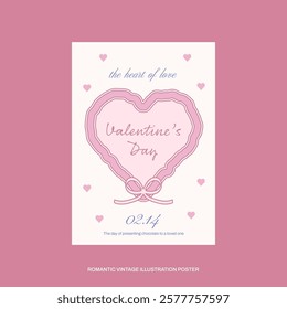 Valentine's Day Poster and PostCard Tempalte. Romantic Vintage Illustration. lovely holiday poster. SHOTLISTlove. graphic vector eps. 