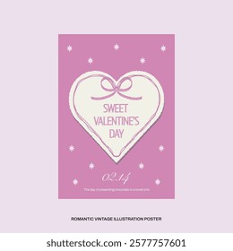 Valentine's Day Poster and PostCard Tempalte. Romantic Vintage Illustration. lovely holiday poster. SHOTLISTlove. graphic vector eps. 