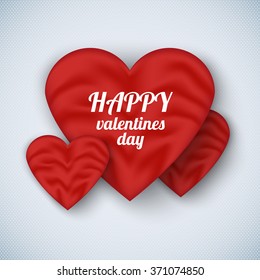 Valentine's day poster with realistic silk heart. Can be used for e-commerce, store, e-shopping, flyers, posters, web design and printed materials.