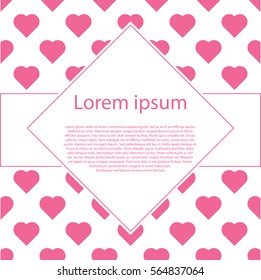 Valentine's Day poster with rhombus frame.Typography. Vector illustration.