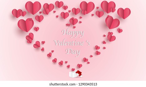 Valentines day poster is showcase love with hearts. Vector  illustration.