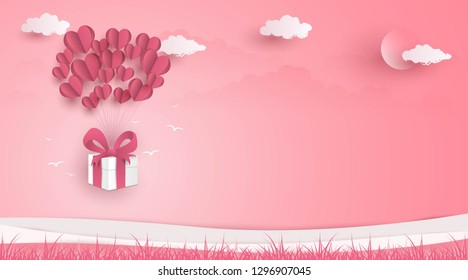 Valentines day poster is showcase love with hearts. Vector  illustration.