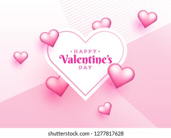 Valentine's Day poster or template design with heart shapes illustration on abstract background.