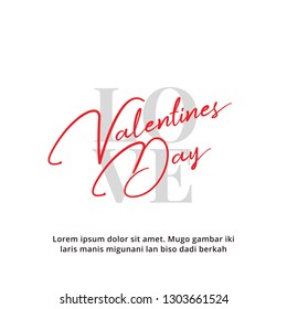 Valentines Day poster text with Signature script typography style stacked love text background. Banner vector template design.