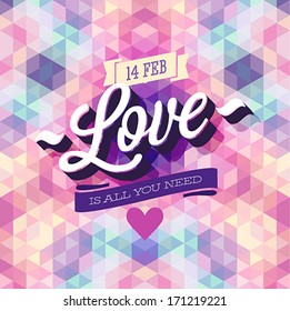 Valentine`s day Poster. Vector illustration.