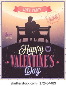 Valentine`s day Poster. Vector illustration.