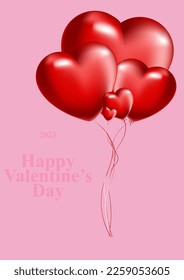 valentine's day poster. Vector illustration. 3d red hearts with place for text. Cute love banners, vouchers or greeting cards.