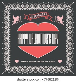 Valentine's Day poster. Vector illustration.