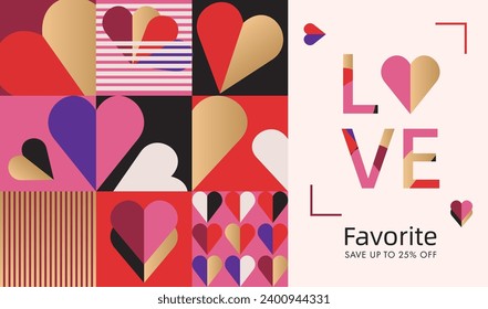 Valentine's Day posters, geometric posters, promotional posters, packaging patterns, fashionable couple gift cover posters, greeting cards, background