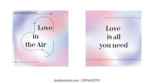 Valentine's Day. Posters in y2k style. Gradient. Design with shapes.Love and heart. Valentine's Day. Vector stock illustration. Set of postcards. 