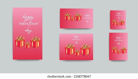 Valentine's day posts and stories template set for social media. 