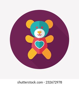 Valentine's day present bear flat icon with long shadow,eps10