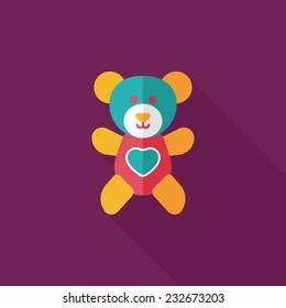 Valentine's day present bear flat icon with long shadow,eps10