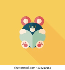 Valentine's day present bear flat icon with long shadow,eps10 