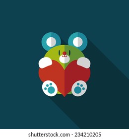Valentine's day present bear flat icon with long shadow,eps10 