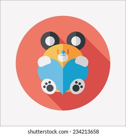 Valentine's day present bear flat icon with long shadow,eps10 