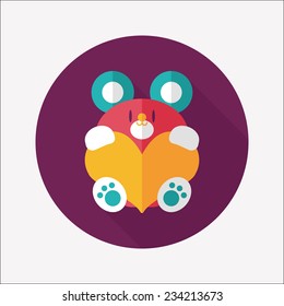 Valentine's day present bear flat icon with long shadow,eps10 