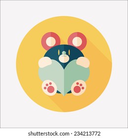 Valentine's day present bear flat icon with long shadow,eps10 