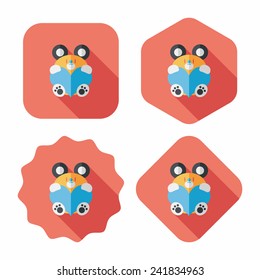 Valentine's day present bear flat icon with long shadow,eps10