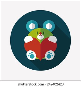 Valentine's day present bear flat icon with long shadow,eps10