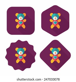 Valentine's day present bear flat icon with long shadow,eps10