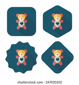Valentine's day present bear flat icon with long shadow,eps10