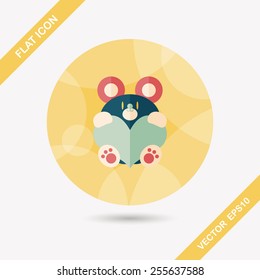 Valentine's day present bear flat icon with long shadow,eps10