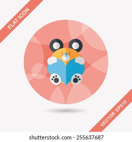 Valentine's day present bear flat icon with long shadow,eps10