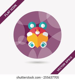 Valentine's day present bear flat icon with long shadow,eps10