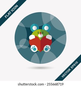 Valentine's day present bear flat icon with long shadow,eps10