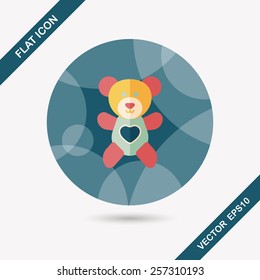 Valentine's day present bear flat icon with long shadow,eps10