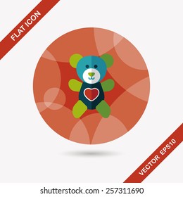 Valentine's day present bear flat icon with long shadow,eps10