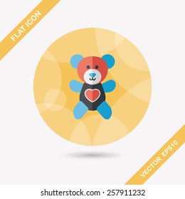 Valentine's day present bear flat icon with long shadow,eps10