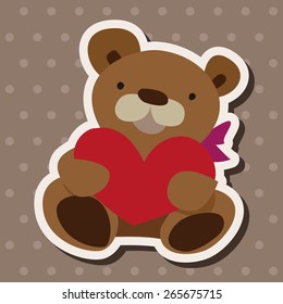 Valentine's day present bear flat icon elements background,eps10