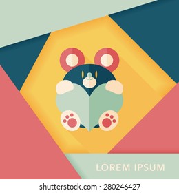 Valentine's day present bear flat icon with long shadow,eps10