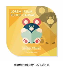 Valentine's day present bear flat icon with long shadow,eps10