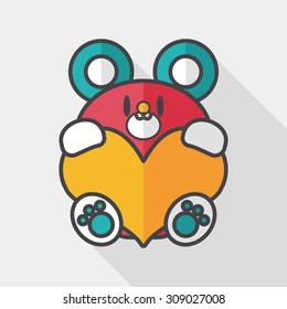 Valentine's day present bear flat icon with long shadow,eps10