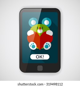 Valentine's day present bear flat icon with long shadow,eps10